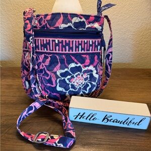 Vera Bradley Navy and Pink Floral Crossbody Bag